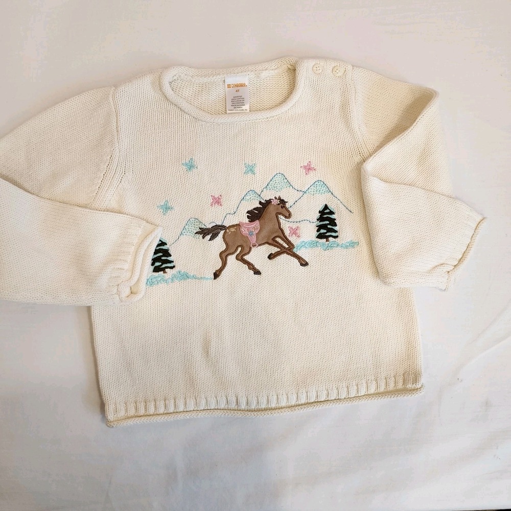 Gymboree Park City Luxe Horse Pony Sweater 4T Christmas Hanukkah Holiday Winter